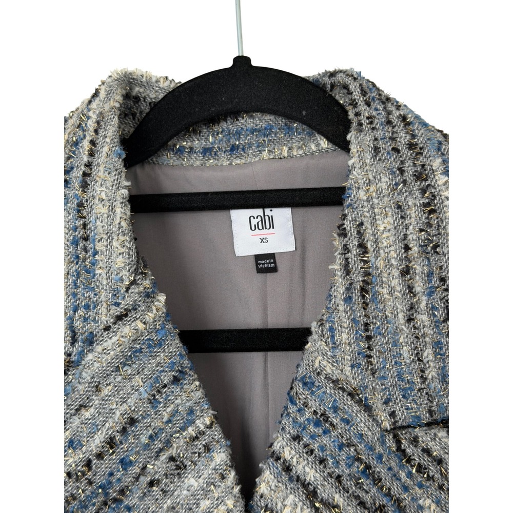 Cabi Radience Jacket Blue Greys Blues Tweed Double Breasted Size Extra Small - Picture 7 of 9